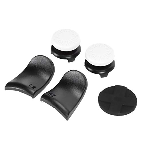 aqxreight 5 en 1 Thumb Stick Grip Key Cap Joystick Cover L2 R2 Extensor de Gatillo para Controlador Blanc Llave Rota hacia Fuera Pulgar Hecho el Deslizamiento del Pulgar Evita Que el Dedo Se (White)