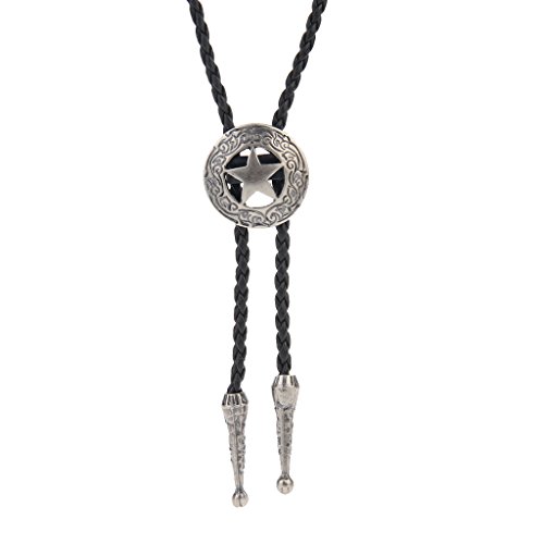 COOLLA Bolo tie- Handmade Star Western Cowboy Black Vintage Turquoise Pendant for Women,Men