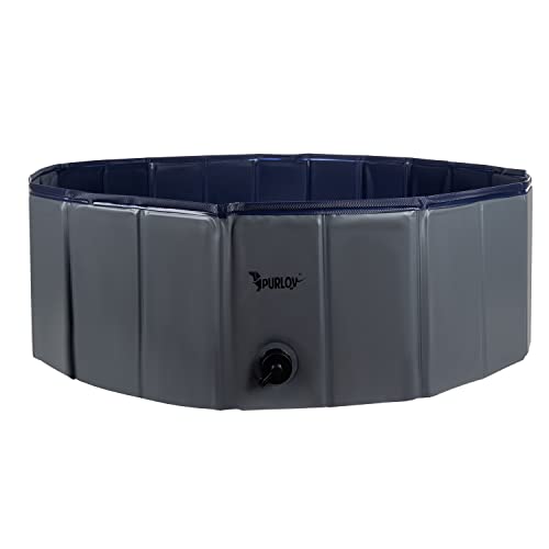 Großer Faltbarer Hundepool 100x30 cm – Rutschfester Gartenpool mit Ablaufventil – 230L Fassungsvermögen – ideal für 1-2 Hunde