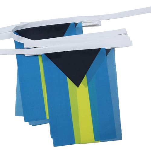 AZ FLAG - Guirlande Drapeau Bahamas - 6 Mètres Avec 20 Fanions Bahaméen De 21x14 cm - Petits Drapeaux 100% Polyester - 60g