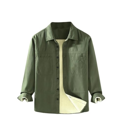 Camisa de algodón con forro polar contra el frío invernal de hombre