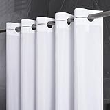 No Hook Fabric Shower Curtain,Small Stall Shower Curtain Liner,Bathroom Curtains with 6 Plastic Split Grommets,Waterproof & Machine Washable,White,Half Narrow 48x72 Inch