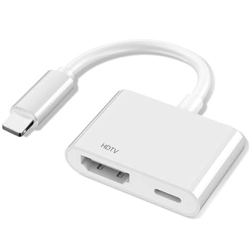 Suoxiom HDMI Adapter für iPhoneApple MFi-Zertifiziert HDMI 1080P Digital AV Adapter mit Video & Audio Sync Plug & Play Kompatibel mit TV/HDTV/Monitor/Projektor Kein Netzteil Erforderlich