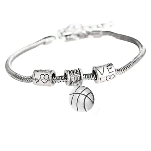 Infinity Collection - Personalized Basketball Love Bracelet - Non-Tarnish Alloy Charm, Snake Chain with Lobster Claw - Gift for Basketball Players