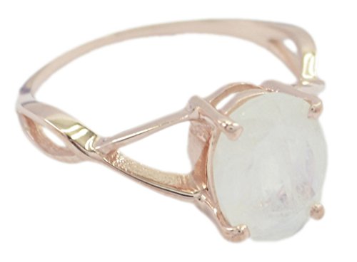 Bague en argent 925 doré or blanc RIYO sertie d'une lunette de lune arc-en-ciel