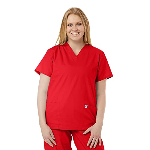 SPECTRUM UNIFORMS Scrub Tops Medical Unisex V-Neck Yoga Soft Fabric Medical Professionals Hospital and Lab Workwear Nurse Top Red