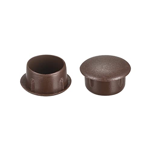 Image of uxcell Screw Hole Plugs, 15mm(19 /32 inch) Dia PP Snap in Shelf Button Flush Type Caps for Furniture Cabinet Cupboard, Dark Brown 60 Pcs