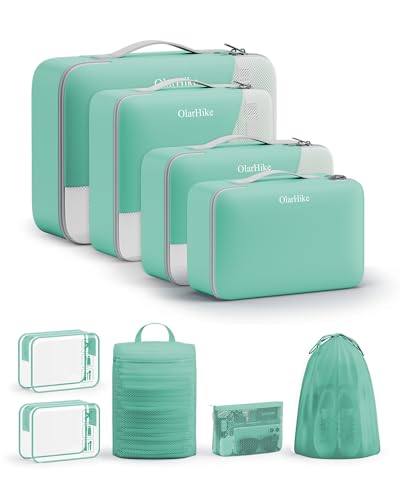 Image of 9 Set Packing Cubes for Travel, Gifts for Women Mom,Anti-Tearing Suitcase Organizer,OlarHike Vacation Essentials & Accessories for Cruise Ship