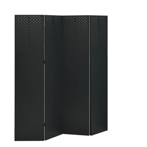 Genérico Biombos divisores de 4 Paneles 2 uds Negro Acero 160x180 cm,Mobiliario,Divisores de ambientes-3095193
