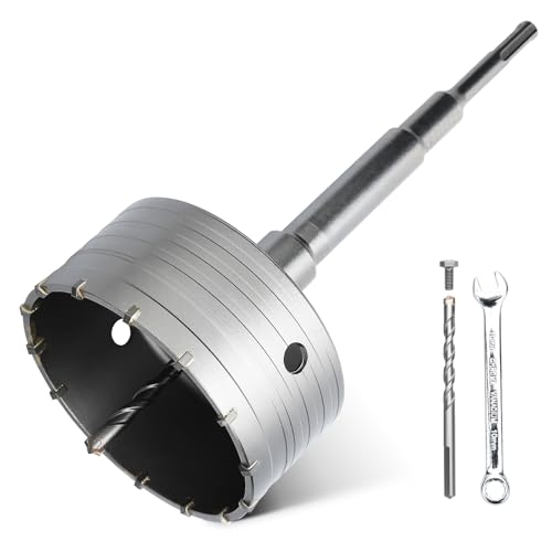 hsawbit 125mm Core Drill Bit SDS Concrete Hole Cutter with 220mm SDS Shank, Masonry Hole Saw Wall Hole Cutter Holesaw for Concrete Brick Wall Stone