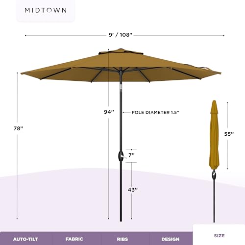 Image of Midtown Umbrellas Lean - 9 Ft Patio Umbrella, Sand Tan Canopy