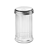 Fox Run Classic Glass Sugar Shaker, 12 Ounce Salt and Sugar Container With Stainless Steel Lid