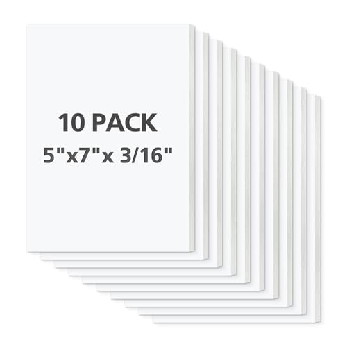 Mat Board Center Premium White Foam Core Board - 5x7 Inches, 3/16 Thick - 10 Pack, Acid-Free - Ideal for Mounting, Crafts, Art, and Presentations