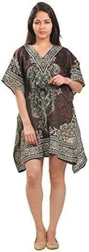 Cigain Women's Polyester Short Kaftans’-Caftan Dress Maxi Gown Top Night Dress