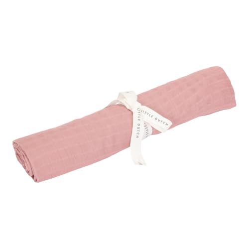 Little Dutch Pucktuch Swaddle Tuch Decke Musselin Baby (120x120 cm) Pink Blush - Pure