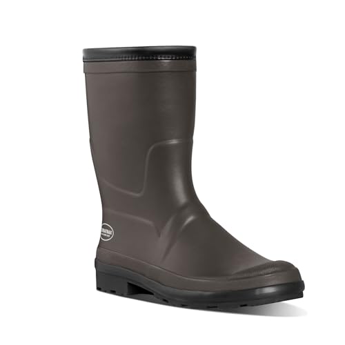 TerraTrax Men's Mid-Calf Wide Calf Rain Boots: 100% Waterproof Slip-Resistant Rubber Work Boots for Garden, Farm, Fishing & All-Weather