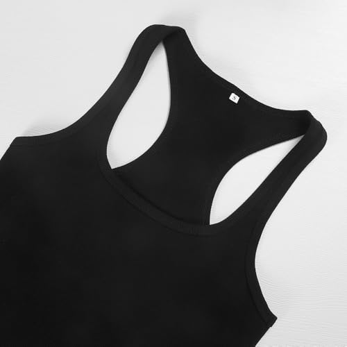 GEMBERA Womens Ribbed Knit Square Neck Racerback Sleeveless Fitted Basic Work Out Tank Top Shirt4