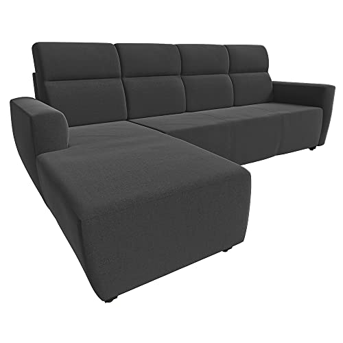 Image of Wakefit Sofa Set | 3 Year Warranty |3 Seater Sofa for Living Room, Wooden 3 Seater + Left Aligned, Belize(Malphino : Smoke Grey)