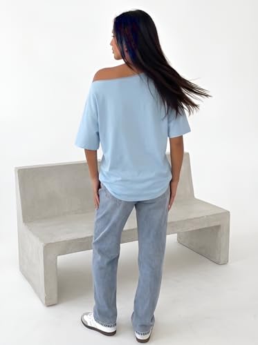 Image of SXV STYLE SOL Women Summer Loose Asymmetrical Neck Cocktail Fruit Orange Y2K Graphic Oversized T-Shirt