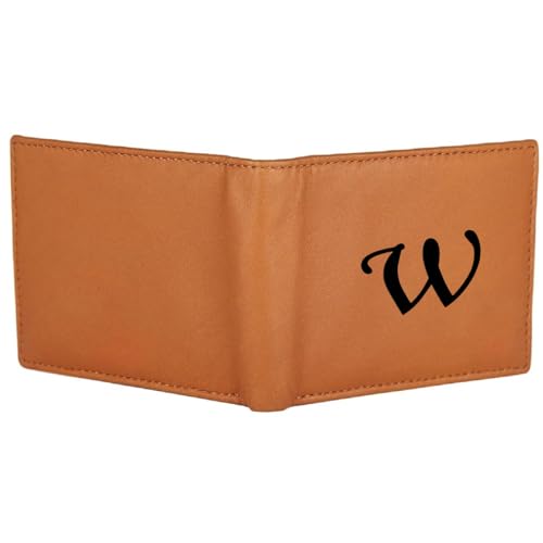 Image of Pu Leather Wallet for Men and Boys Alphabet Name Wallet Gifts for Men | Personalized with Name & Charm Purse - (Color-Tan) (W, Tan)
