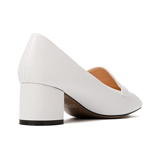 Image of MODENCOCO Womens Square Toe Slip On Comfortable Casual Matte Work Chunky Low Heel Loafers Shoes 2 Inch