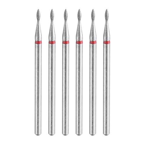 HARFINGTON 6pcs 200-230 Grits Diamond Grinding Bit 2.3mm Oval Head 2.35mm Shank 8mm Length Stone Sanding Drill Bits Rotary Tool for Ceramic Glass Nails Grinding Polishing