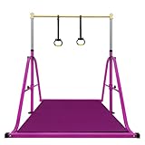 Peakpath Gymnastics kip Bar with Mat,Height Adjustable 3' to 5' and Foldable Gymnastic Equipment for Kids Junior Ages 3-15, Ideal for Indoor and Home Training