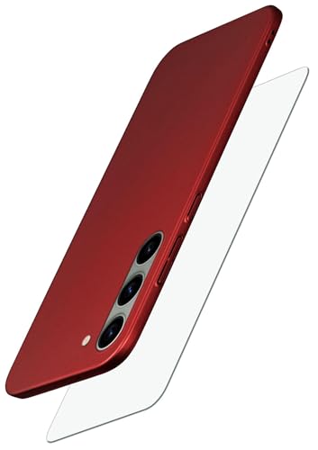 Coque Samsung S23 antichoc 360 moex Alpha rouge mat et film protection écran pc