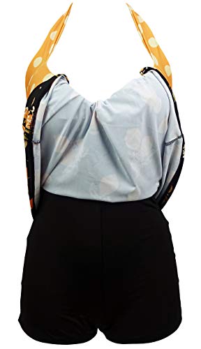 Cocoship Orange & Black Lemon Fruit Yellow Polka Dot Vintage Sailor Pin Up Swimsuit One Piece Skirtini Cover Up Cruise Beachwear Xxxl(Us16) #TOP3