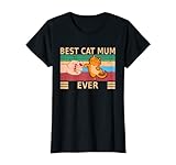 Best Cat Mom Ever Beste Katzenmama Katzengesicht Retro Katze T-Shirt