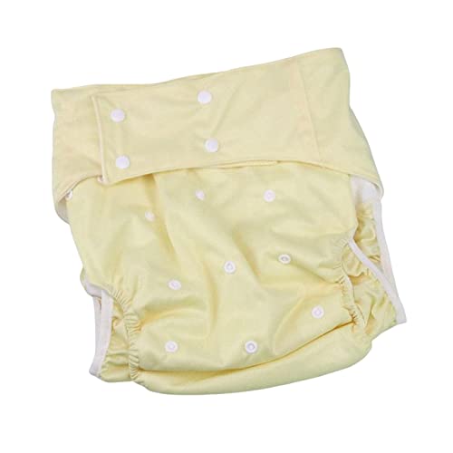 Oshhni Cubierta de tela para pañales para adultos, cubierta de pañales reutilizable sin fugas Parte elástica de la pierna Pantalones de pañales de cintura , AMARILLO