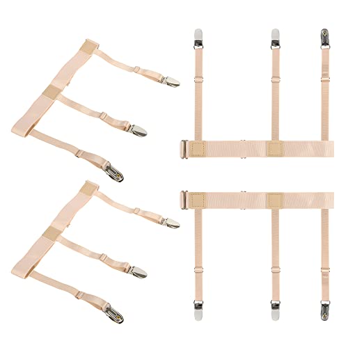 Beaface Men Shirt Stays 1 Pair, Shirt Garters for Men Elastic Adjustable Shirt Holders Shirt Stays with Locking Non-Slip Clips