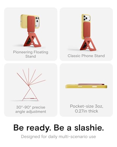 Image of MOFT Phone Tripod Stand Selfie Stick for iPhone, Multi-Angles iPhone Stand, Lightweight & Portable Phone Holder, Strong Magnets, MOVAS Vegan Leather, Travel Essentials, Clay (Without Card Slot)