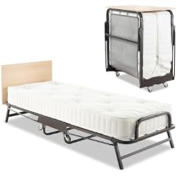 JAY-BE Crown Premier Folding Bed with Mattress, Single | 18cm Deep Sprung Mattress, 360° Castors, Ideal for Contract Use - Hotel, Hospitality Guest Bed