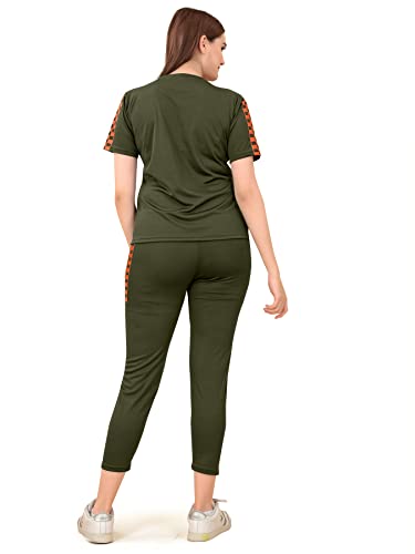 Image of DTR FASHION Lycra Blended Checkered Printed Tracksuit Co-ord Sets for Women TS HALF CHECKS NEW
