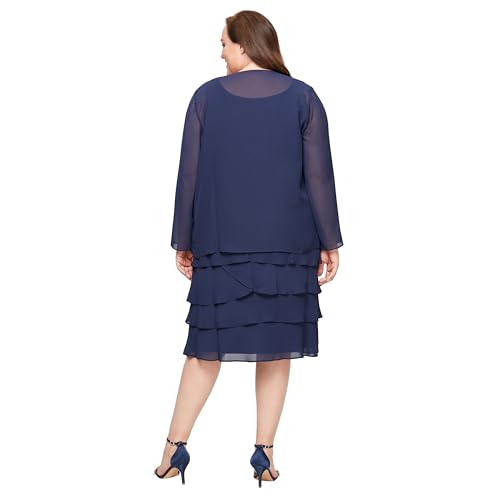 S.L. Fashions womens Plus-size Sequin Chiffon Jacket Special Occasion Dress, Sapphire, 14 Plus - Thumbnail 3