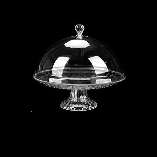 Alzata per torte con coperchio a cupola, piatto da portata per snack, frutta, insalata, ciotola per cucina, vassoio da portata per cupcake (20 cm con base)