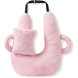 CHIANART トラベルピロー 大人と子供向け 車の後部座席 トラベルピロー 両手&ヘッドサポートクッション スリーパーホルダーピロー 長距離旅行用 (ピンク)