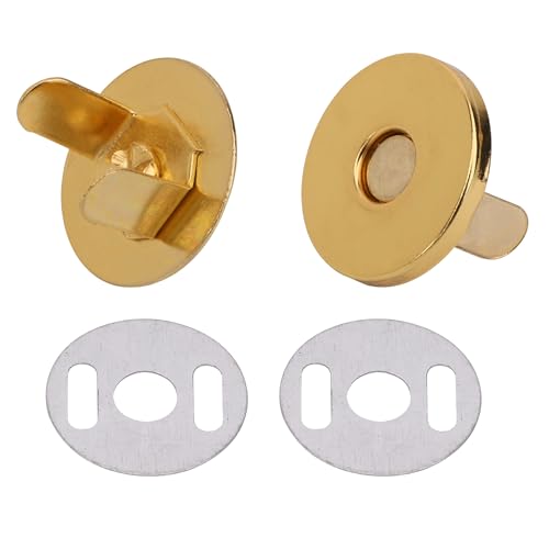 WedDecor 14mm Magnetic Clasps, Button Snap Fasteners Washers Metal Closure for DIY Leathercraft, Clothing, Bags, Handbag, Purses, Jacket, Wallet, Gold, 2pcs