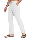 CheChury Pantalones Lino Hombre Verano Pantalones Largos con Bolsillos Casual Pantalone Anchos Pierna Estrecha Cintura Elástica Pantalón Lino Algodón Playa Pantalón Verano Hombre Vacaciones Playa