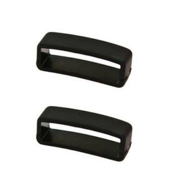 WATCH AFICIONADO 24 2 PIECES SIZE 22MM BLACK RUBBER REPLACEMENT WATCH BAND STRAP KEEPERS LOOPS