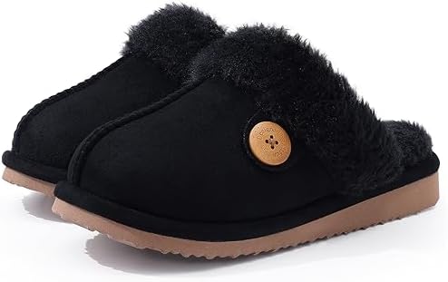 Litfun Fuzzy Slippers for Women with Memory Foam Winter Fluffy House Shoes Indoor Outdoor