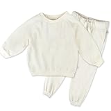 HonestBaby Velour Pullover Hoodie and Zip Front Sweatshirt and Jogger Sweatpants Set Baby, Toddler, Boys, Girls, Unisex, Winter White Ivory, 2T