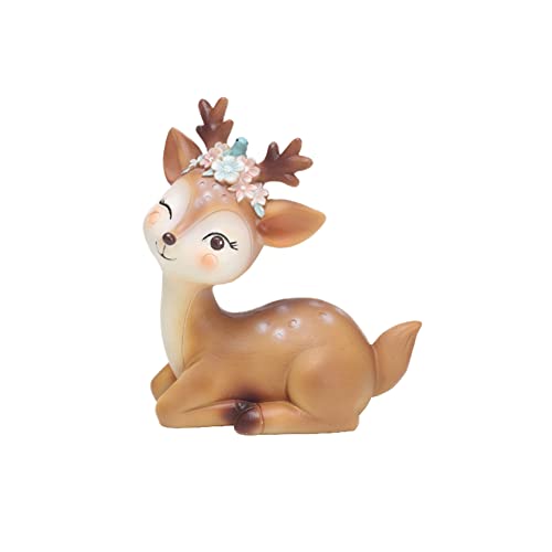 Surakey Figurine Faon,Bébé Cerf Figurine Gâteau Topper Mini Statue Renne De Faon Décor,Ornements Cerf Figurine Cerf Miniature Animaux en Resine pour Décoration des Maison Bureau Mariage Cover