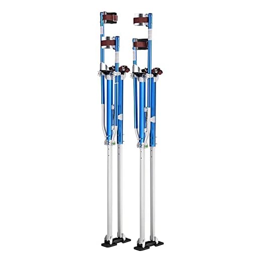 Blue 50-64" Heavy-Duty Aluminum Adjustable Painting Drywall Stilts Feet Tool Alloy w/Comfort Leg Straps Bands Skid-Proof
