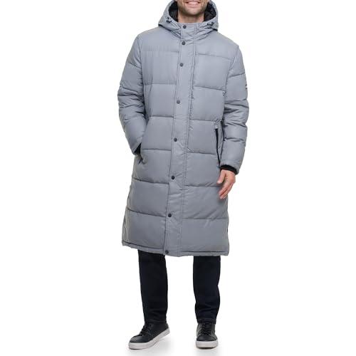 Image of DKNY Arctic Cloth Hooded Extra Long Parka Jacket