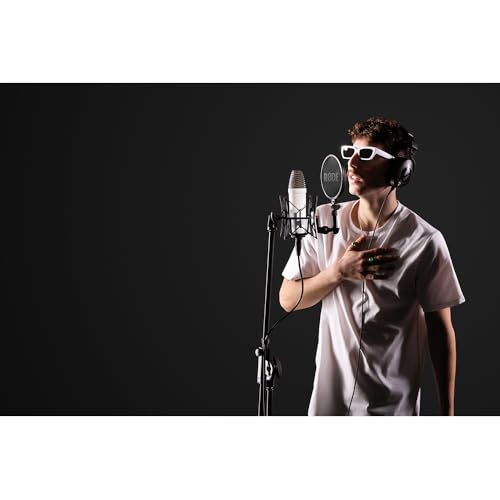 RØDE NT1 Signature Series Large-diaphragm Condenser Microphone with Shock Mount, Pop Filter and XLR Cable for Music Production, Vocal Recording, Streaming and Podcasting (White)