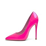 Elisabet Tang Women Pumps, Pointed Toe High Heel 4.7 inch/12cm Party Stiletto Heels Shoes hot Pink 8