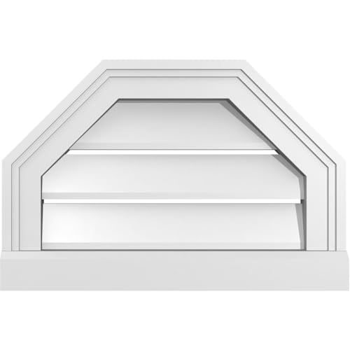 Ekena Millwork GVPOT18X1203SF Octagonal Top Surface Mount PVC Gable Vent, Factory Primed White