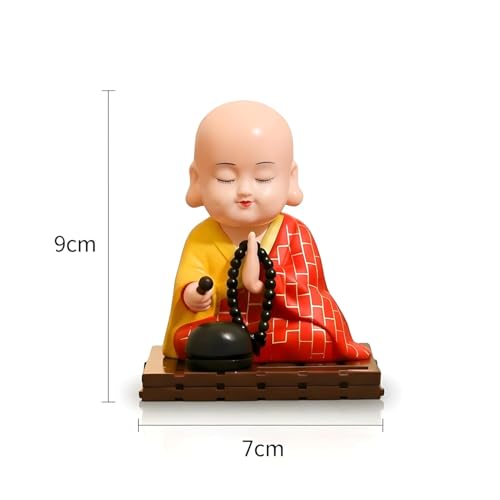 Image of WinsomeCollection Solar Powered Lord Buddha Showpiece for Home Decor | Table Showpiece for Living Room, Bedroom & TV Unit | Decorative Spiritual Idol | Gift Item | Monk Baby
